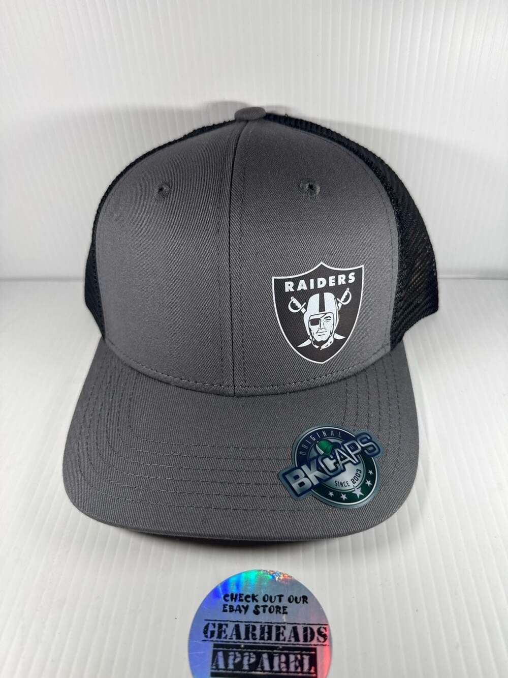 BK Caps Las Vegas Raiders Trucker Snapback Hat Grey Black OSFA